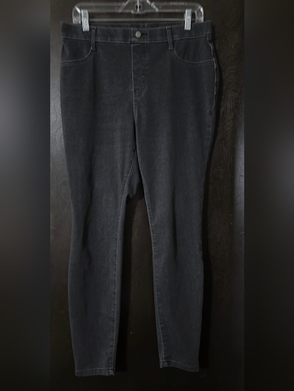 Time and Tru Black/Dark Gray Womens Stretch Jeggings Skinny Fit Size L (12-14)